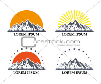 mountain icons set