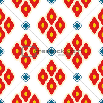 Bright red ottoman rhombuses repeat vector pattern.