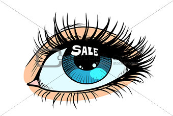 sale highlight in a woman eye