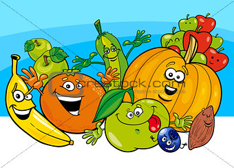 cartoon vegetable and fruit characters