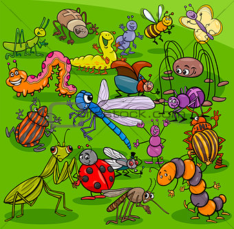 cartoon insects animal characters group