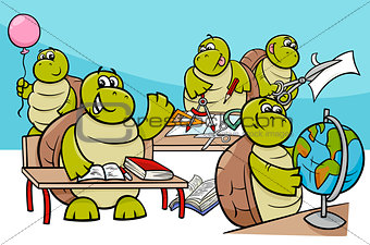 turtle pupils cartoon characters group