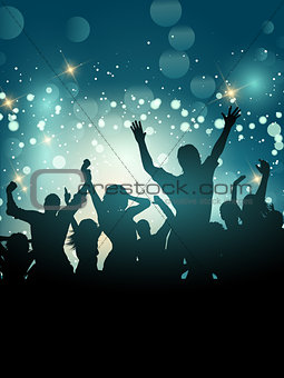 Silhouette of an excited party crowd