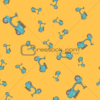 Retro motor scooter seamless pattern background