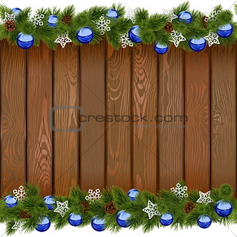 Vector Seamless Christmas Board with Blue Balls