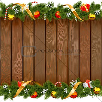 Vector Seamless Christmas Board with Decorations