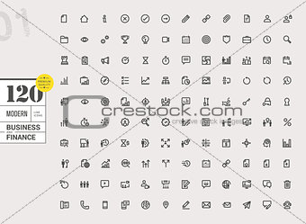 Set of modern line icons for business and finance