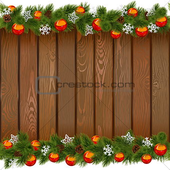 Vector Seamless Christmas Board with Red Balls
