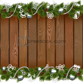 Vector Seamless Christmas Board with Silver Decorations
