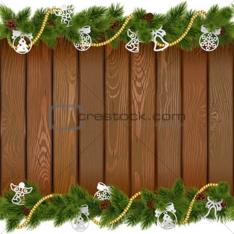 Vector Seamless Christmas Board with Paper Decorations