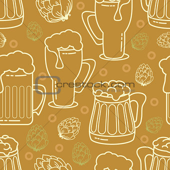 Beer seamless pattern. Vector background.