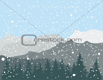 Vector Winter Mountains