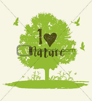 Background with tree and birds