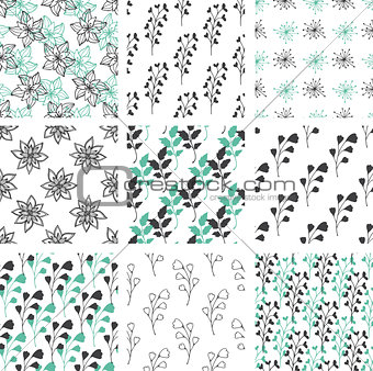 Patterns with flowers and leaves