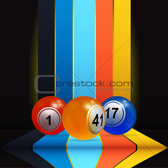 3D bingo lottery nalls over vertical stripes and shelve