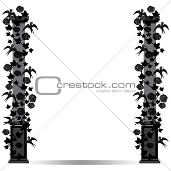 frame pillar with birds and roses