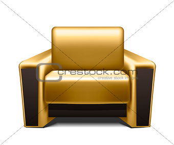 Gold leather armchair