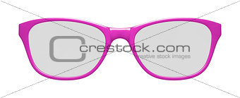 pink glasses on white background