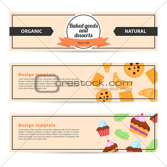 Template design horizontal flyer for baked goods and desserts.