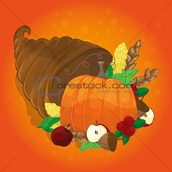 thanksgiving card with decorative pumpkin. colorful design