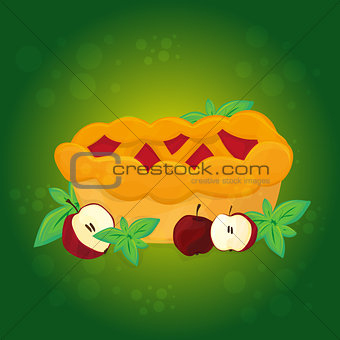 Apple pie and Apples - vector cartoon illustration