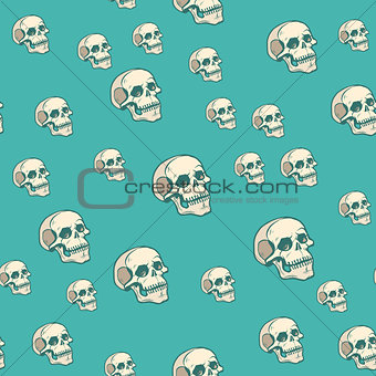 Human skull seamless pattern background