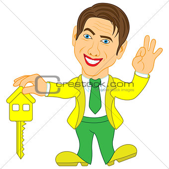 Men holds a key for house
