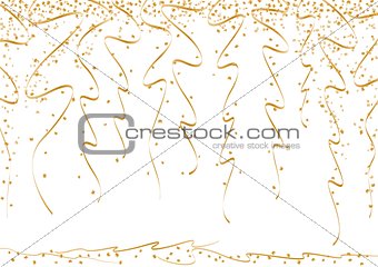 gold curly ribbons and bright confetti