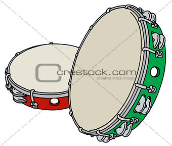 Red and green tambourine