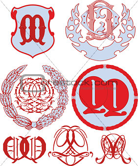 Set of QQ monograms and emblem templates