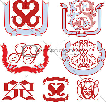 Set of SS monograms and emblem templates