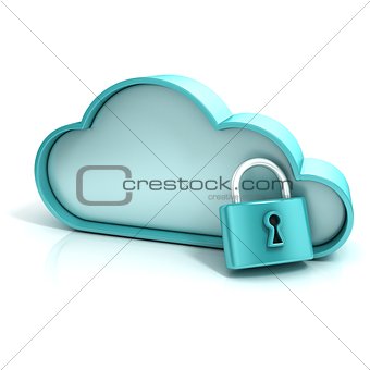 Cloud lock 3D computer icon
