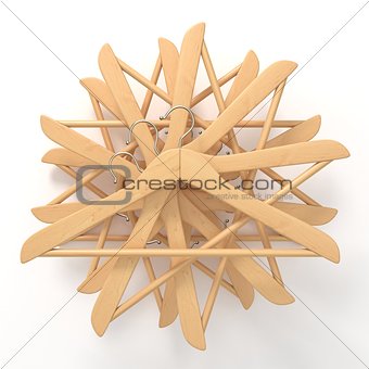 Wooden hangers, star arranged. 3D