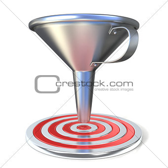 Empty steel funnel and red target