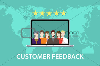 customer feedback concept with star rating and laptop