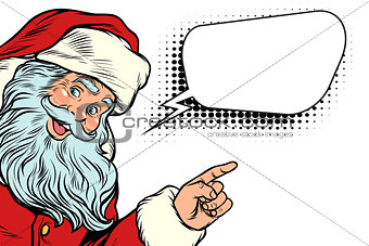 Santa Claus pointing to copy space