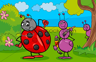 ant and ladybug insect cartoon characters
