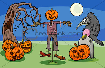 Halloween Cartoon Spooky Characters Group