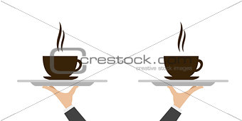 waiter tray with coffee