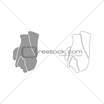 Hand holding another hand , sign of love icon .