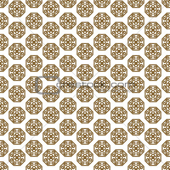 Japanese shapes vector seamless pattern in gold line color style.
