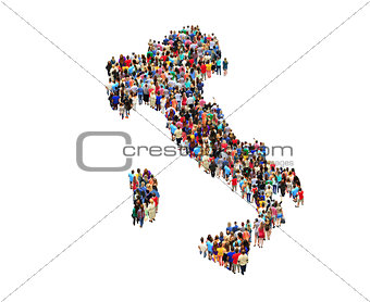 map of Italy with people isolated