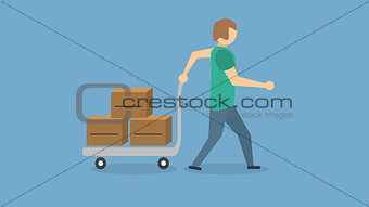 Theme for moving with handcart