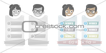 Cartoon boy and girl vector illustration for web site. Banner for a website or booklet. Modern web elements. Business startup banner concept, flat style. Cool on a numbered list.