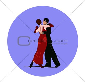 Dance pair in tango passion isolated vector sign