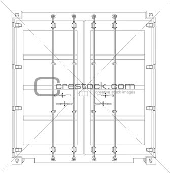 Cargo container. Wire-frame style
