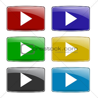 Set of Colorful Play Icons