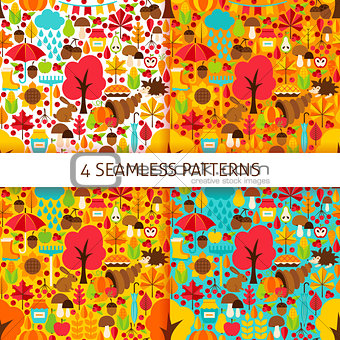 Autumn Season Seamless Patterns