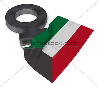 female symbol and flag of kuwait - 3d rendering