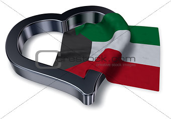 flag of kuwait and heart symbol - 3d rendering